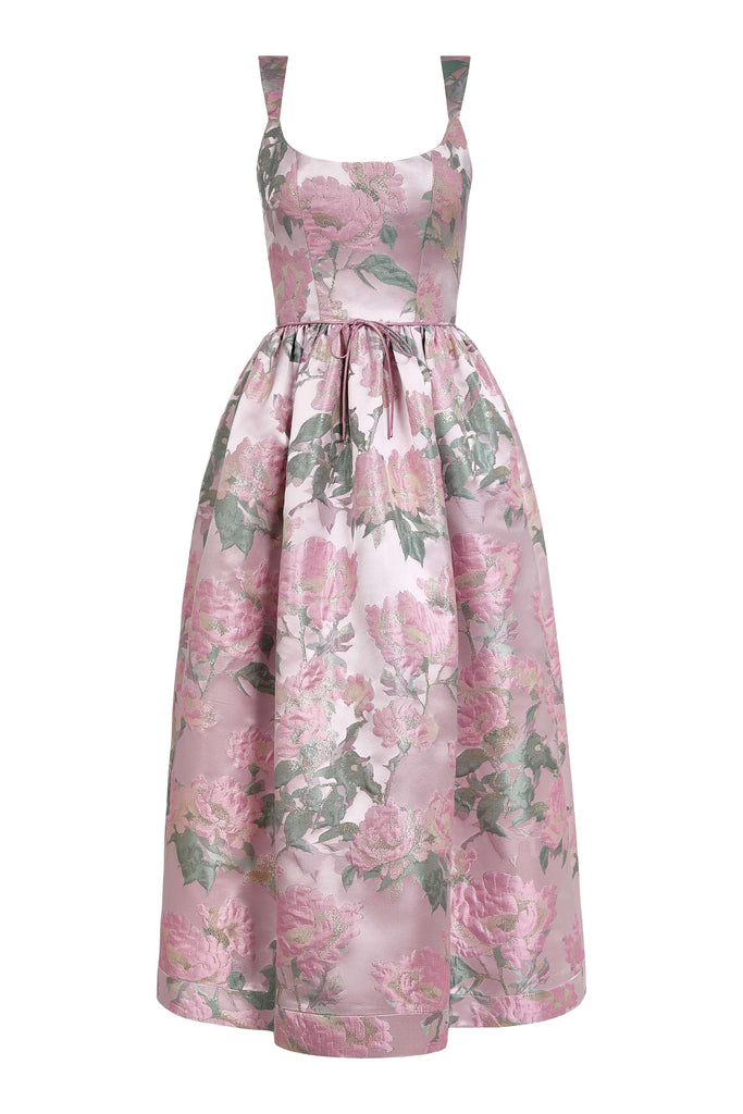 Apple Light Pink Brocade Corset Midi