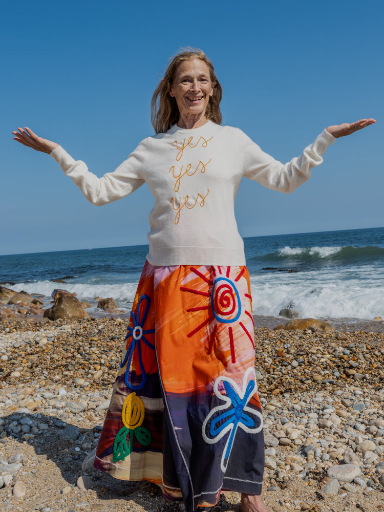 Yes Yes Yes Crewneck RTW LINGUA FRANCA NYC Cream XS