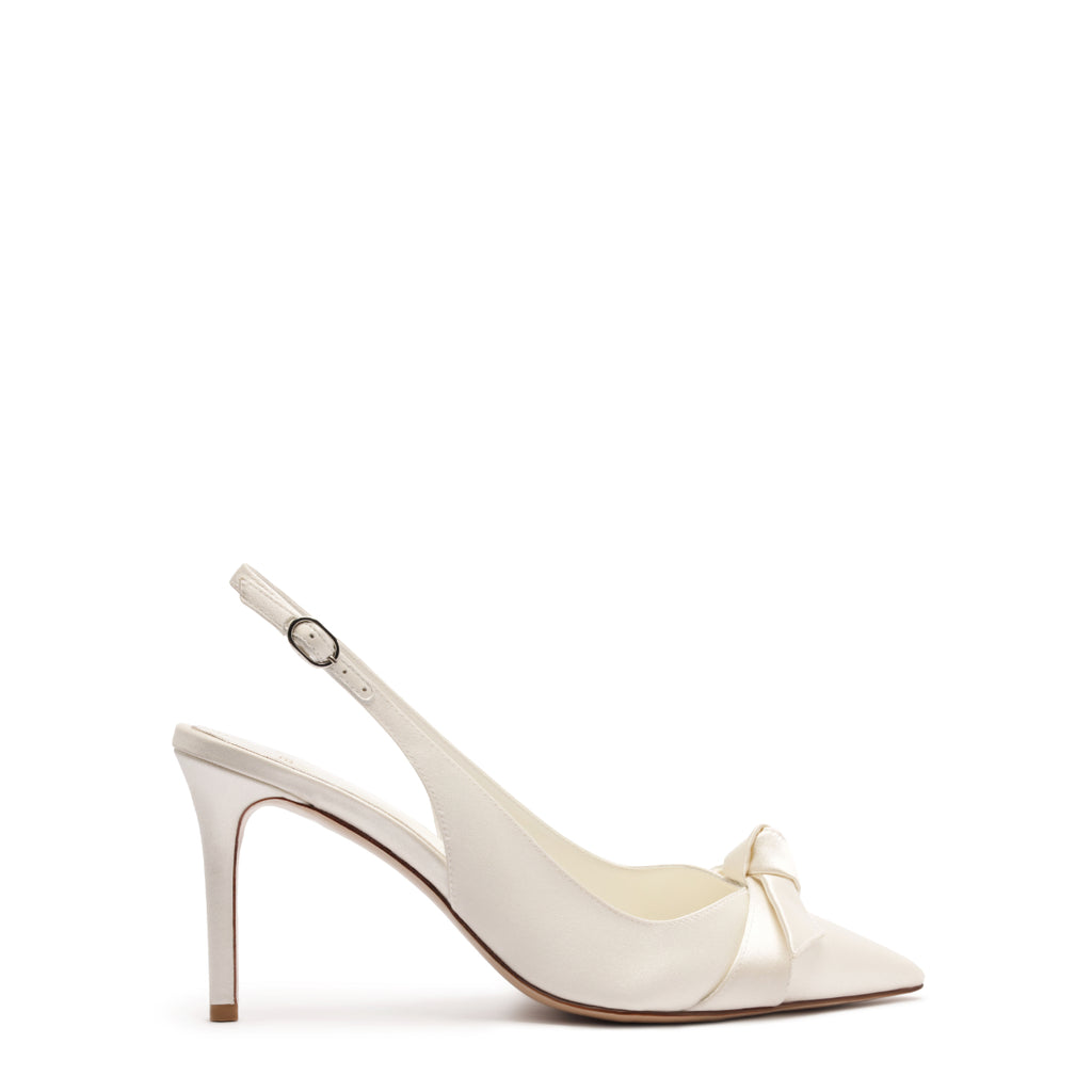 Clarita Classic Slingback 85 in Seta Bianco