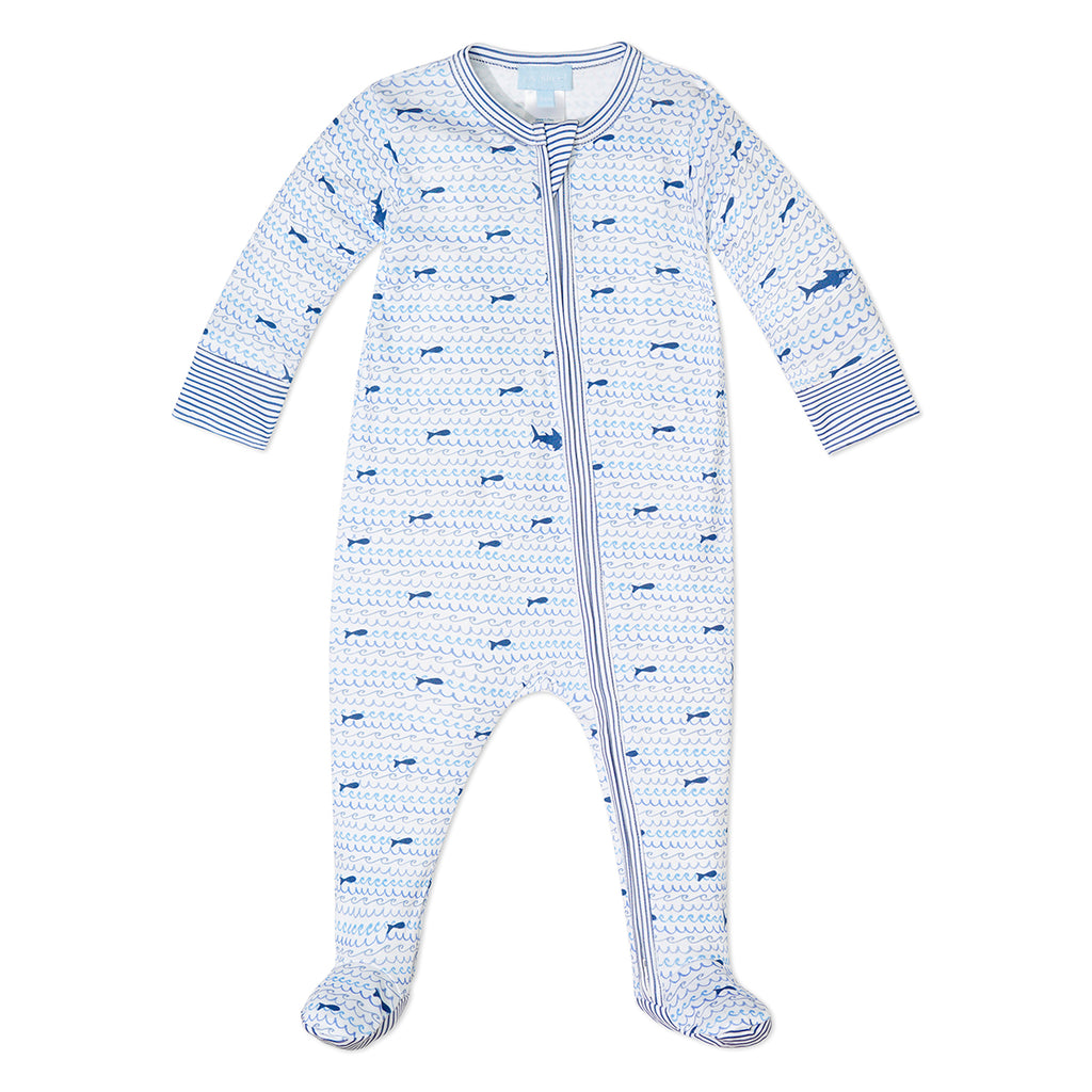 Baby Sharks Zip Onesie in Blue