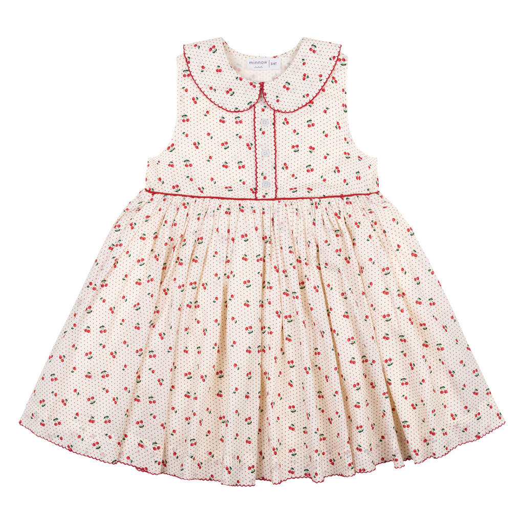Girl’s Summer Cherries Rounded Collar Dress
