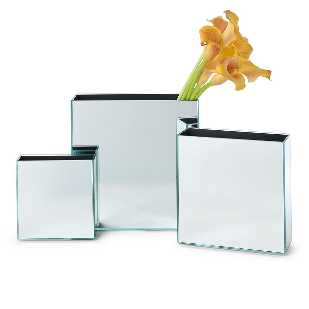 Mirrored Square Vases, Set of 3