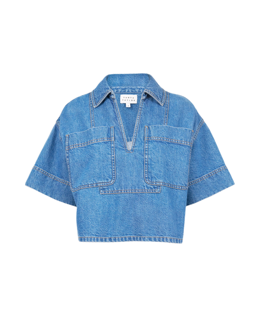 Jade Top in Medium Indigo Blue