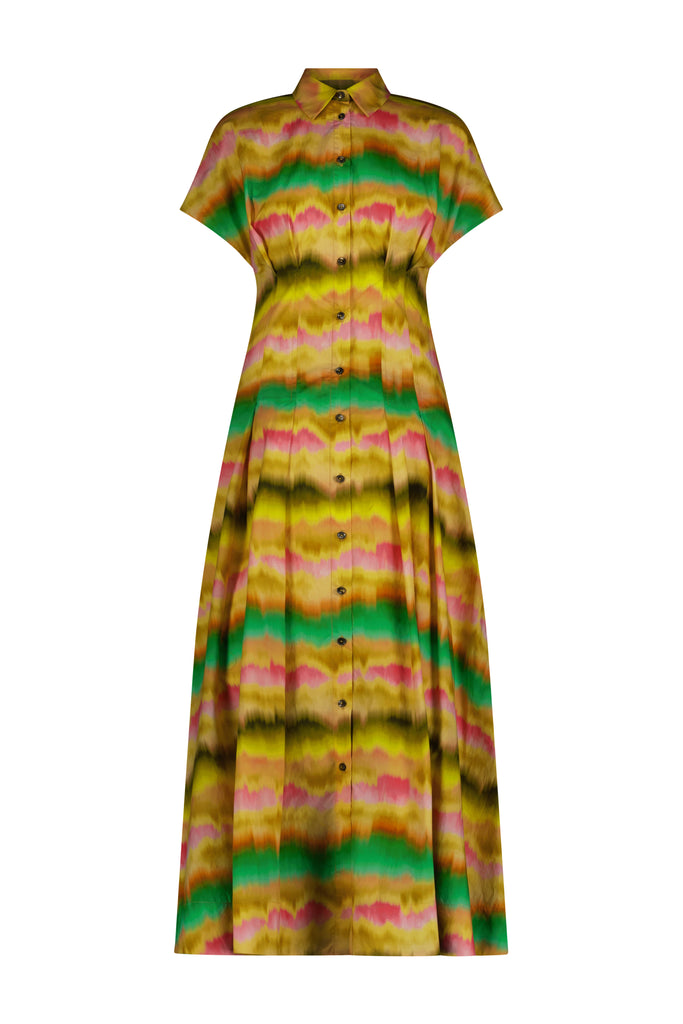 Sunset Cotton Seam Detail Shirtdress in Multi