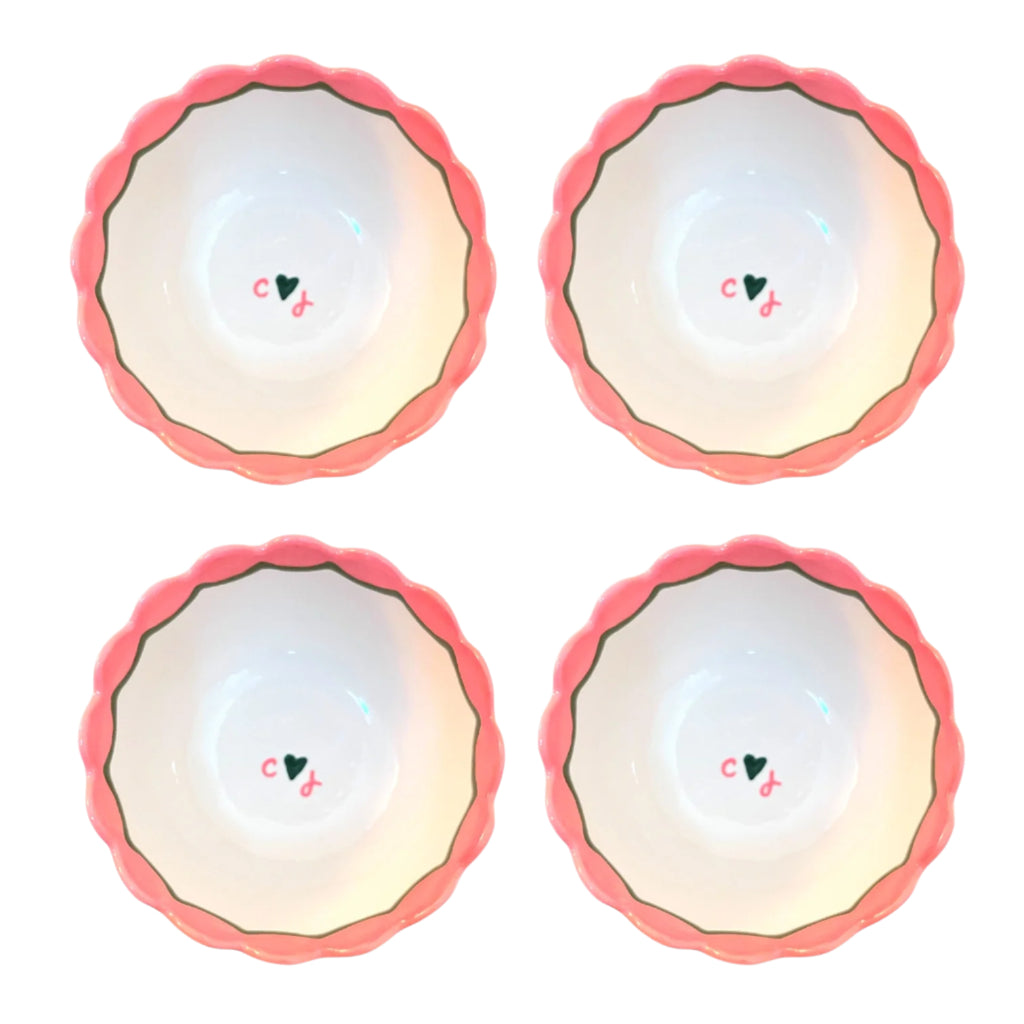 Hand-painted Custom Initial Bowls, Set of 4