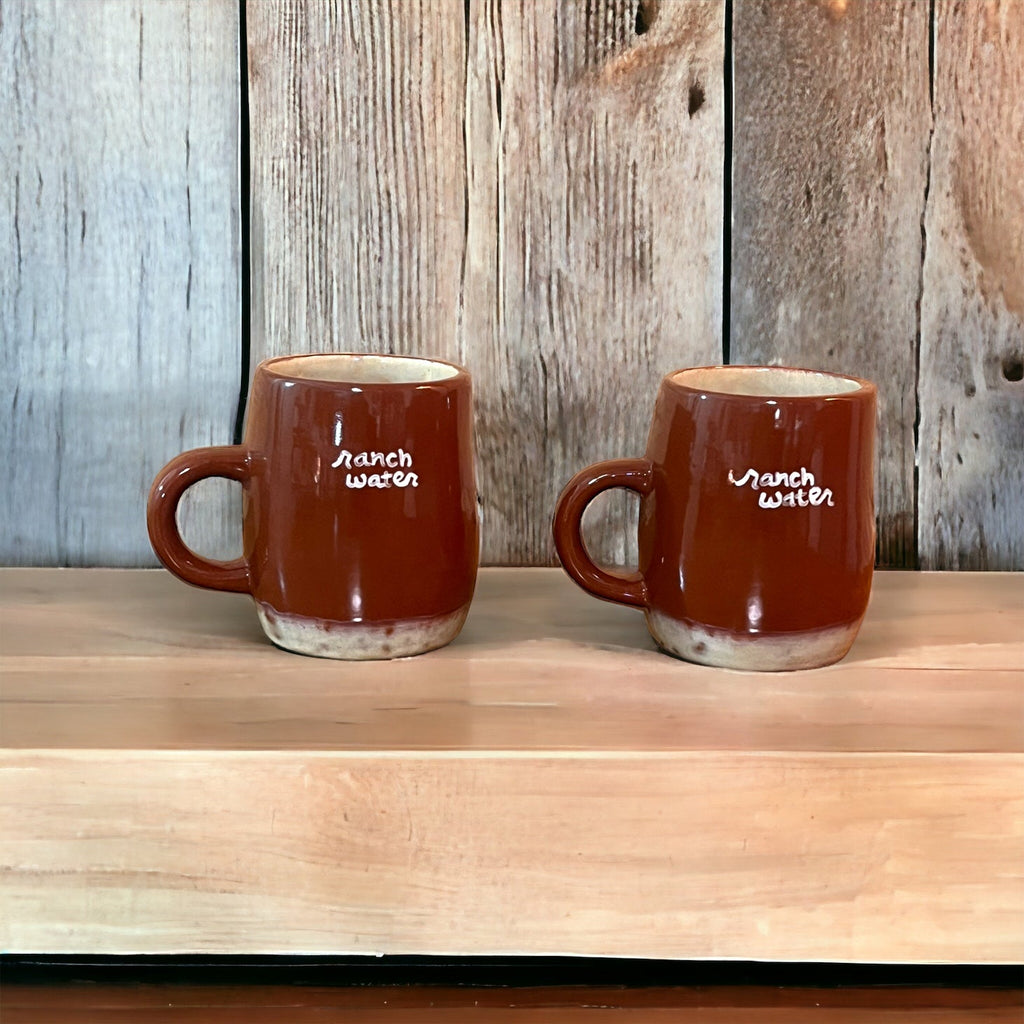 Hand-painted “Ranch Water” Coffee Mugs, Set of 2