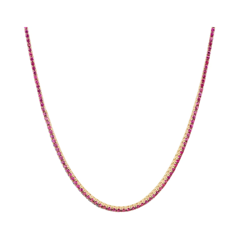 Pink Sapphire Tennis Necklace
