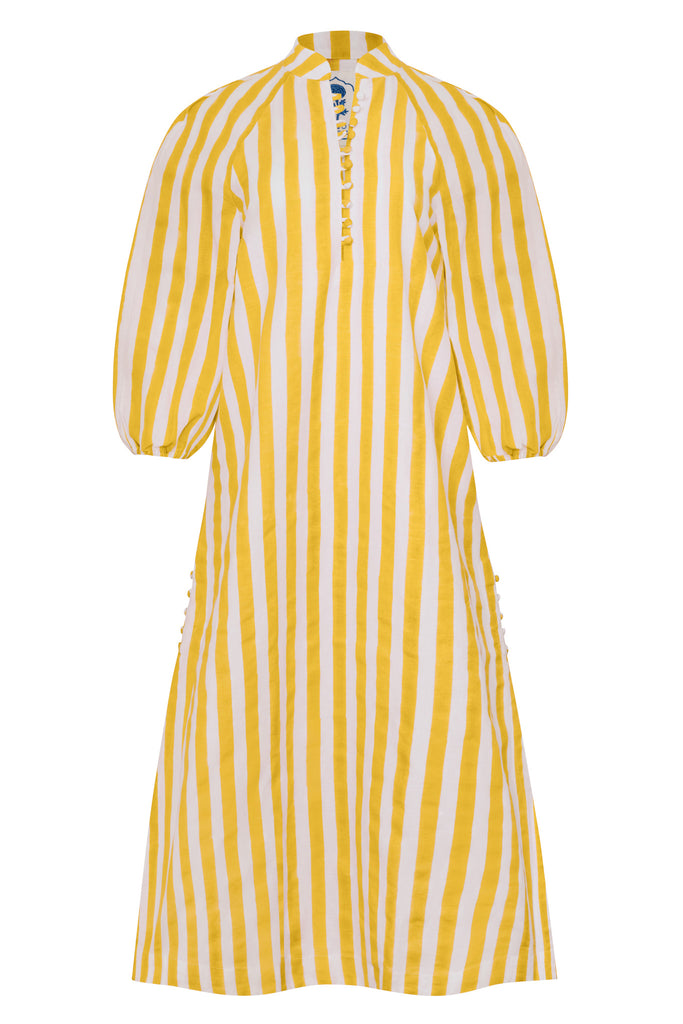 Positano Striped Kaftan in Yellow Stripes