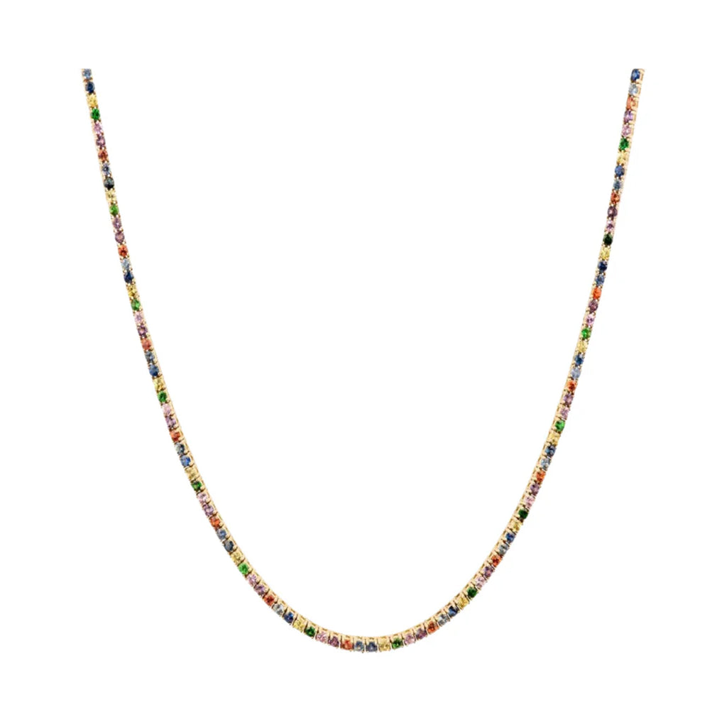 Rainbow Sapphire Tennis Necklace