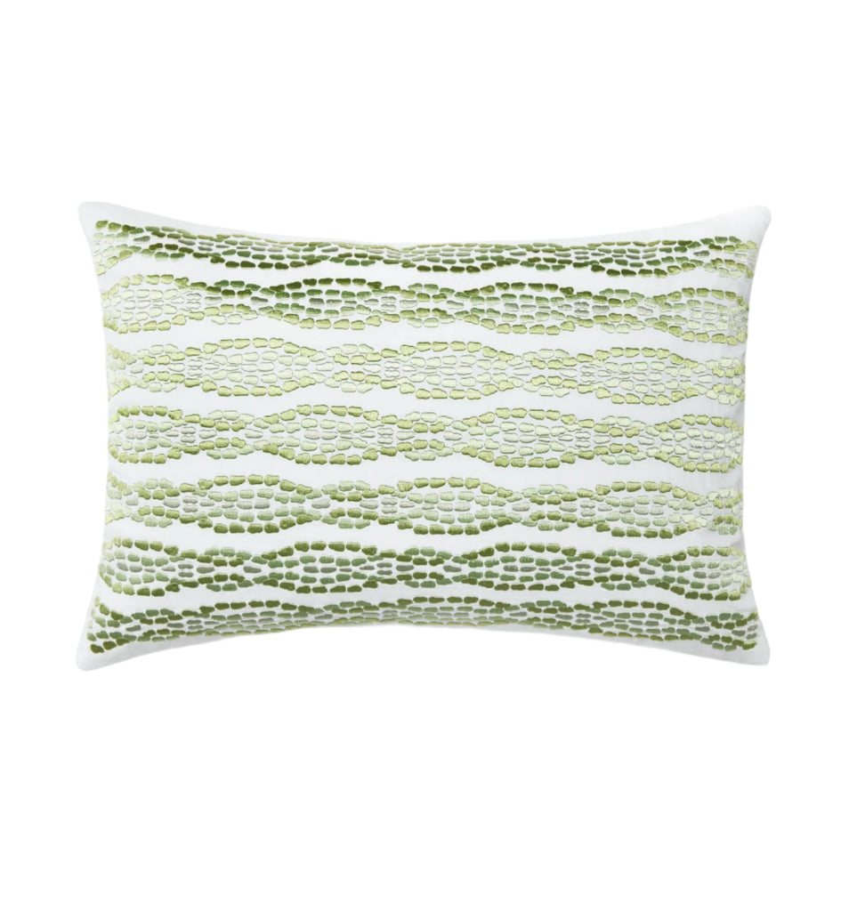 Cobblestones 12x18" Decorative Pillow in White & Green