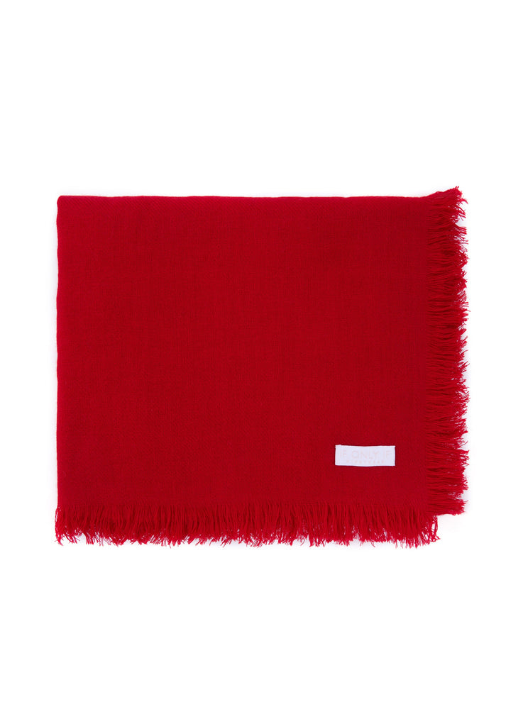 Lightweight Cashmere Shawl in Cherry Red