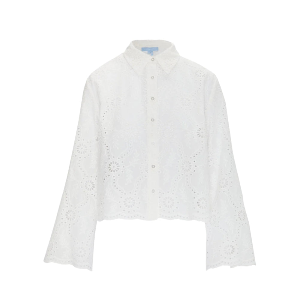 The Celia Top in White Trellis Broderie