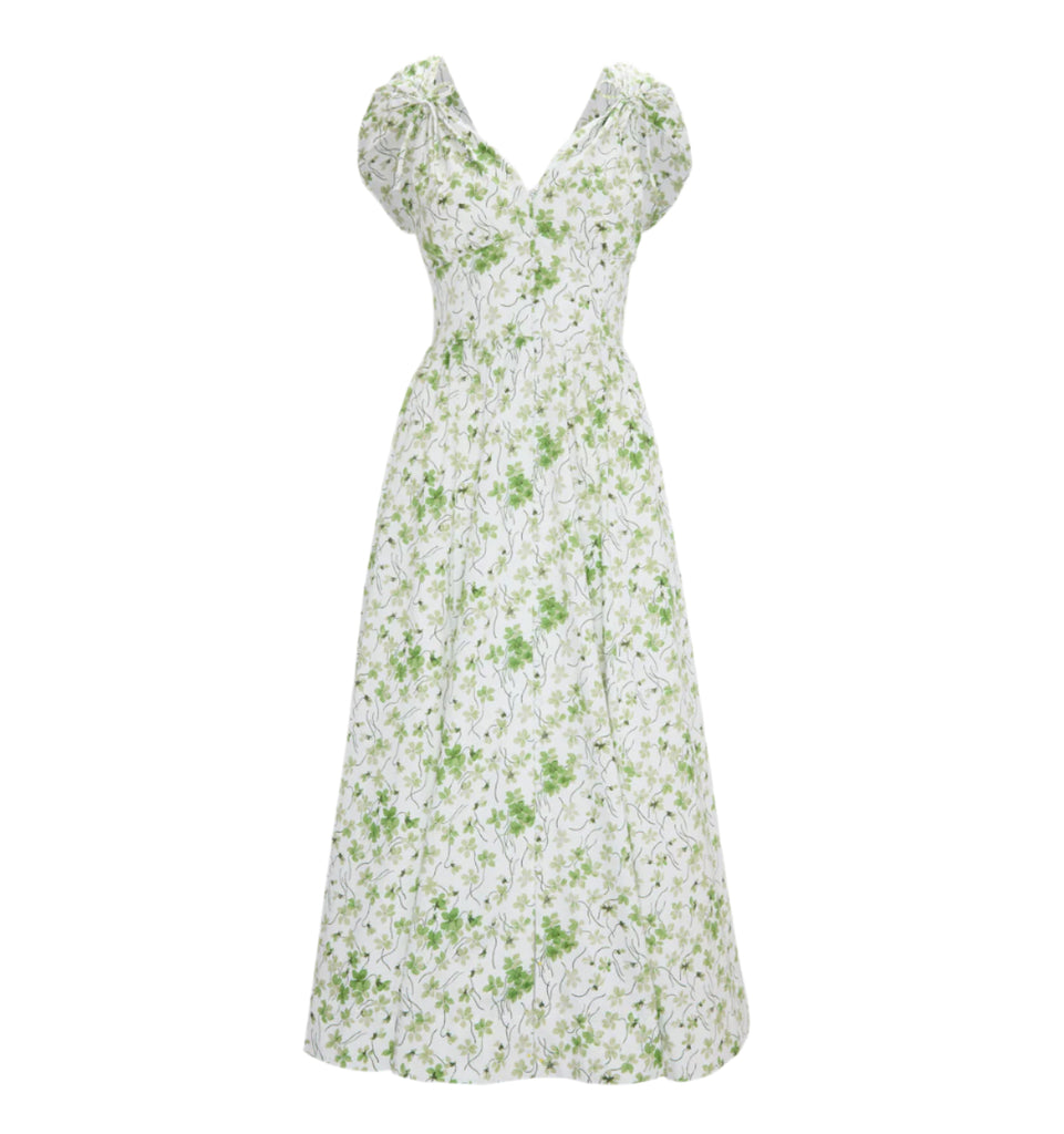 The Lucille Dress in Green Sweet Peas