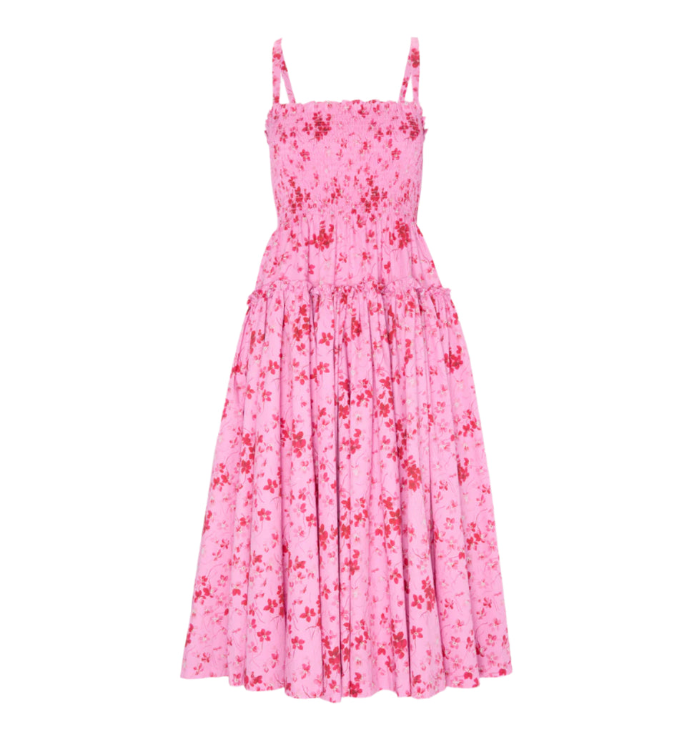 The Seraphina Midi Nap Dress in Pink Sweet Peas