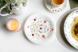 Scandinavian Floral Set of Two, 8" Accent Plates