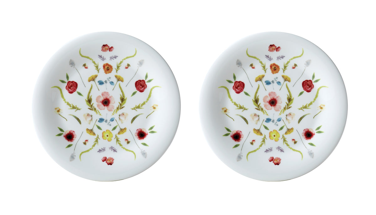 Scandinavian Floral Set of Two, 8" Accent Plates