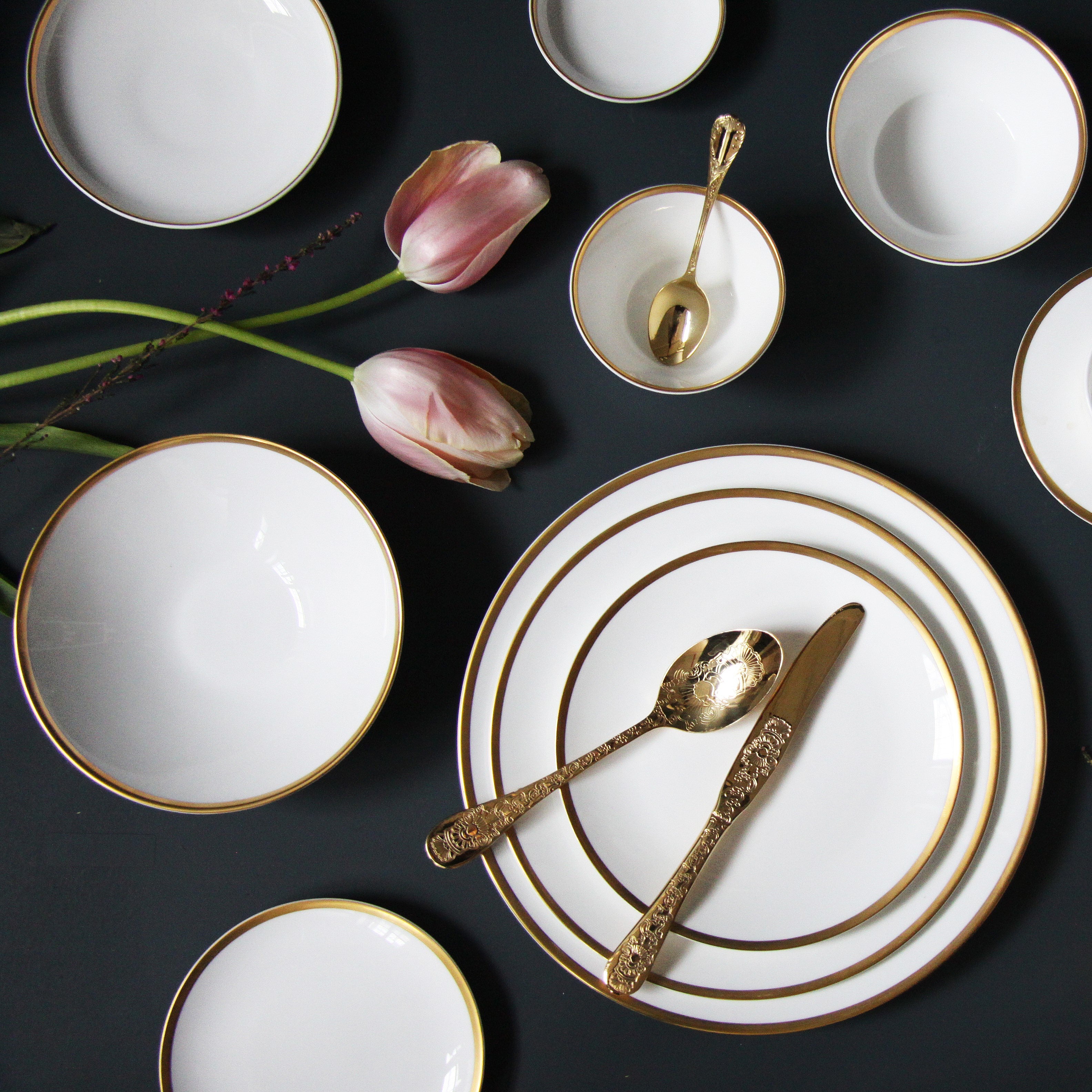 Golden Edge Set of 2, 8" Soup/ Pasta Bowl