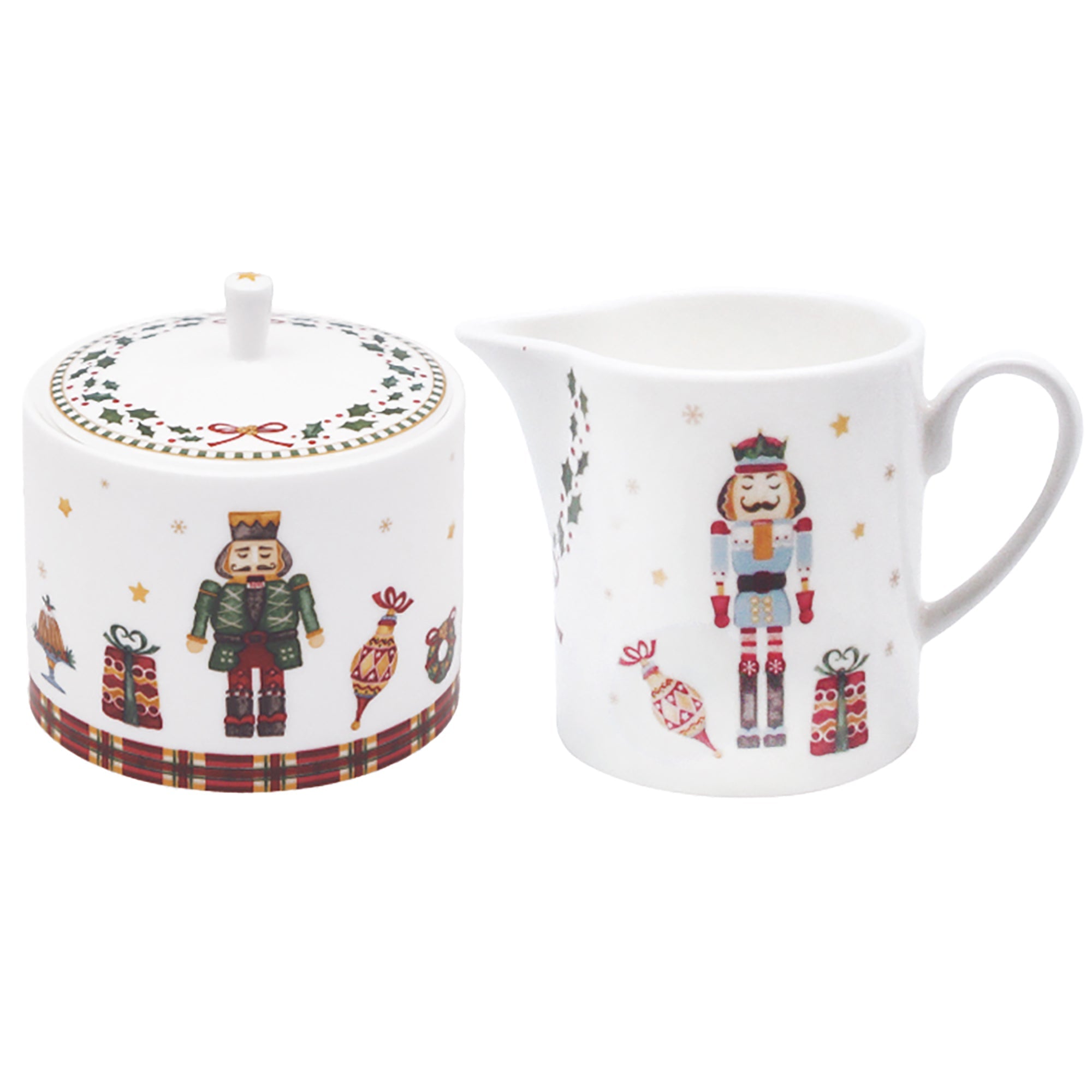 Prouna Nutcracker Sugar & Creamer Set White Background Photo