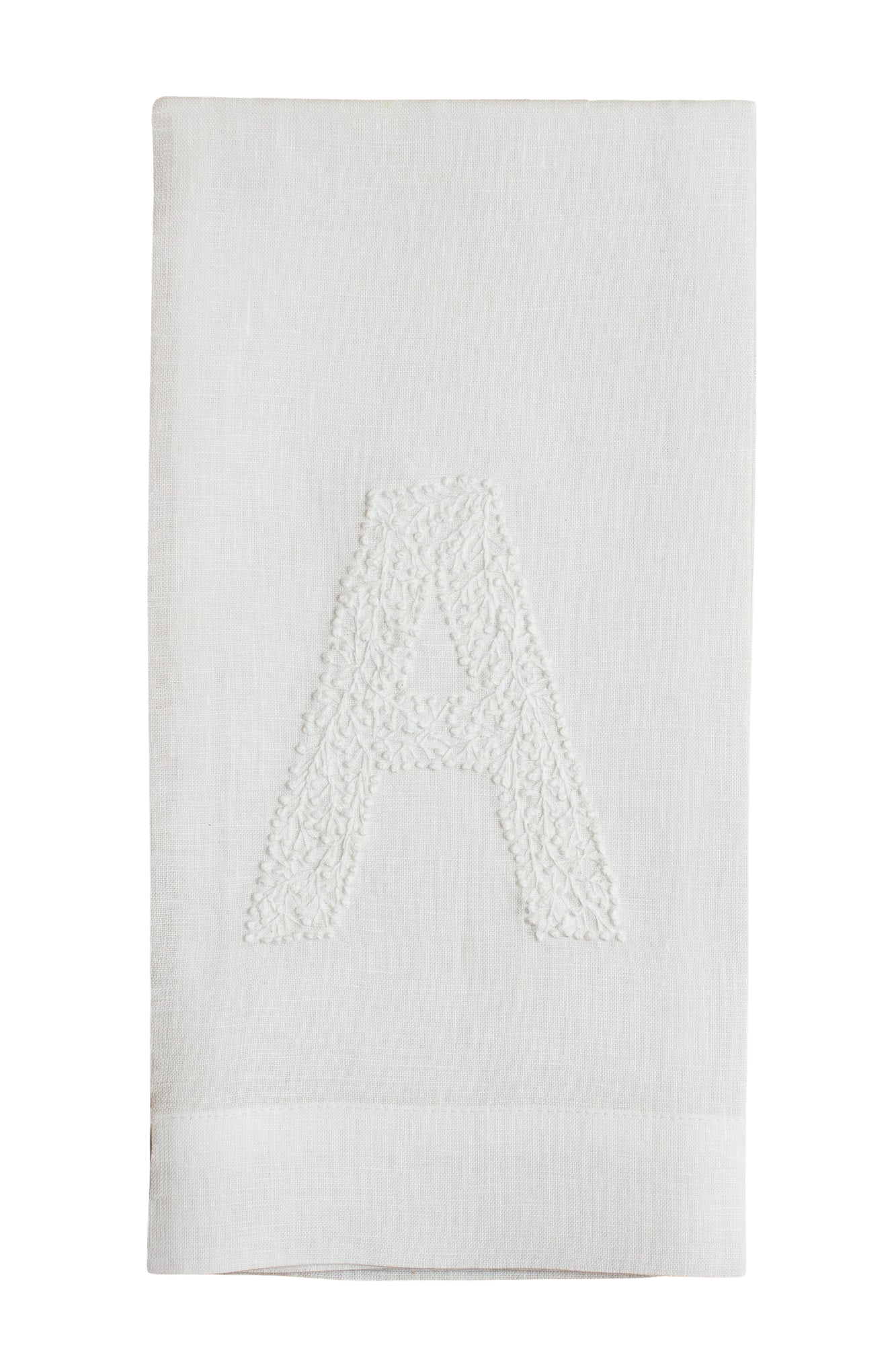 Monogram Twig Hand Towel in White