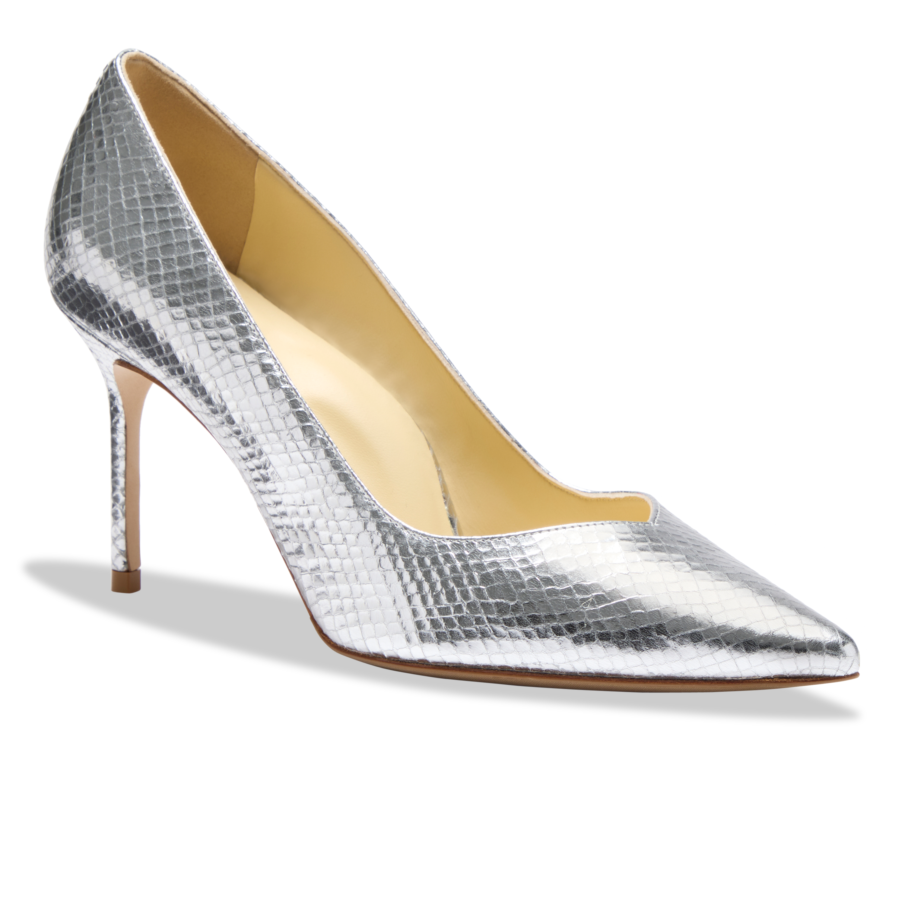 Perfect Pump 85 in Silver Embossed Snake