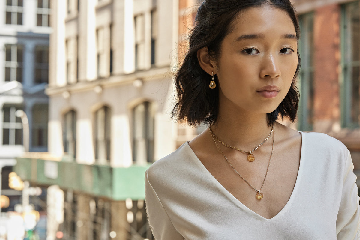 Dream Shell Pendant in Citrine