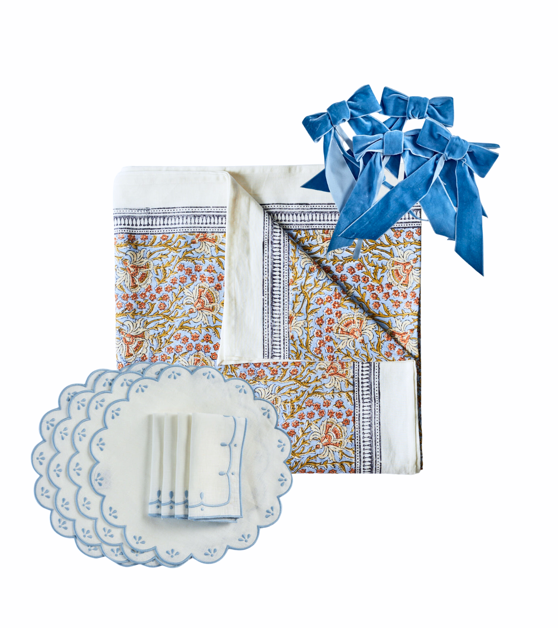 The Bridget Bridal Linen Bundle with Matilda Tablecloth, Set of 4