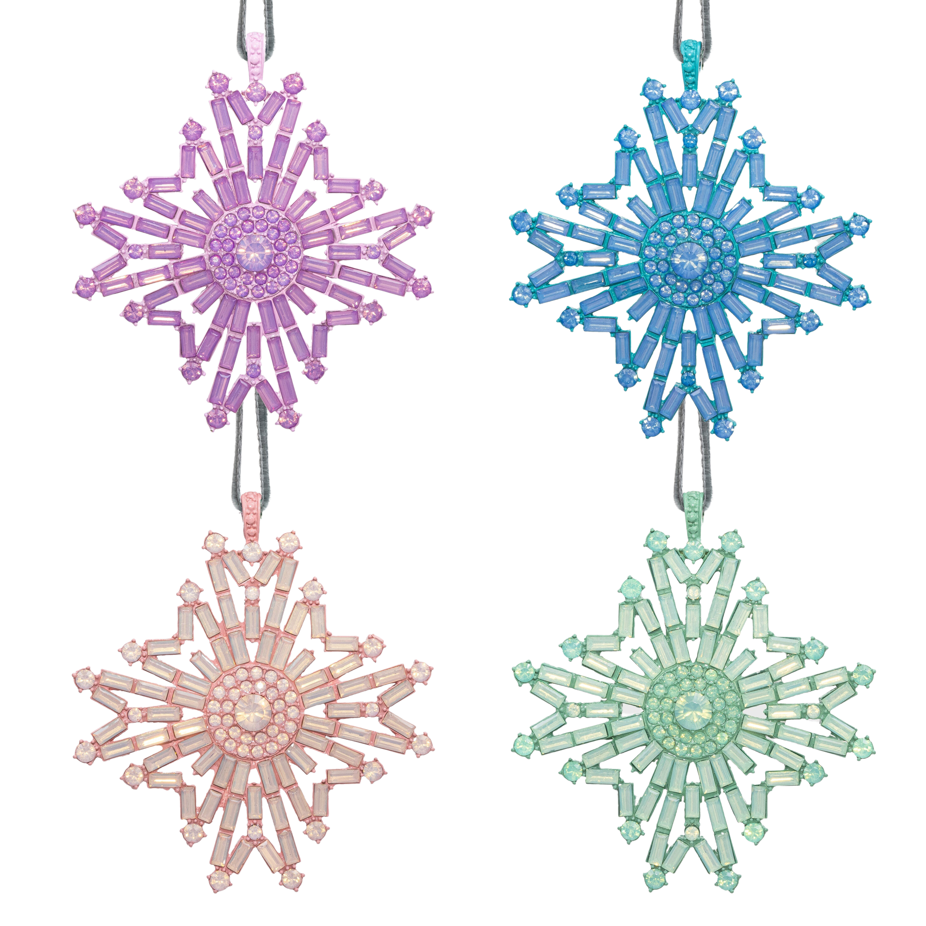 Baguette Snowflake Hanging Ornaments Boxed Set in Sherbet