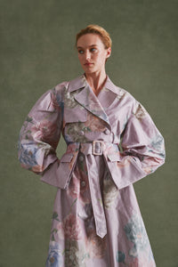 Riding Trench in Lilac Floral Taffeta