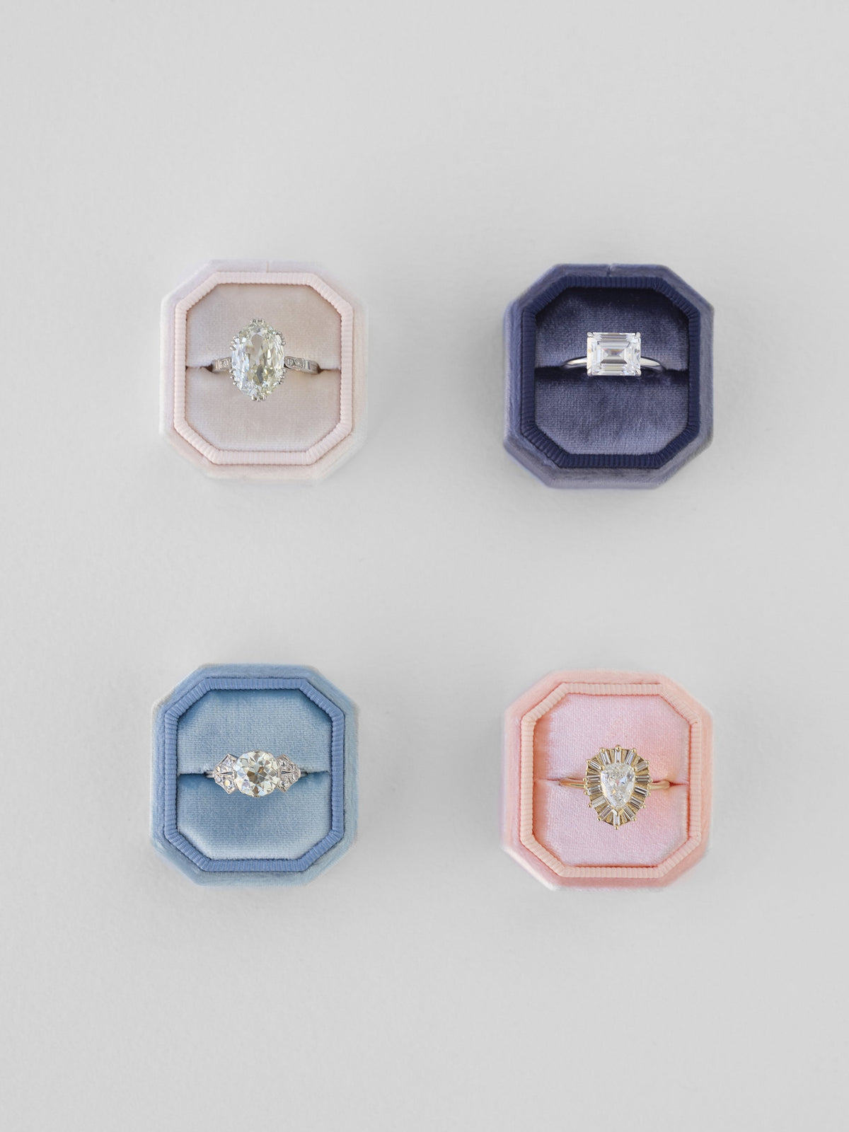 sky blue neutral colbalt light pink velvet ring box