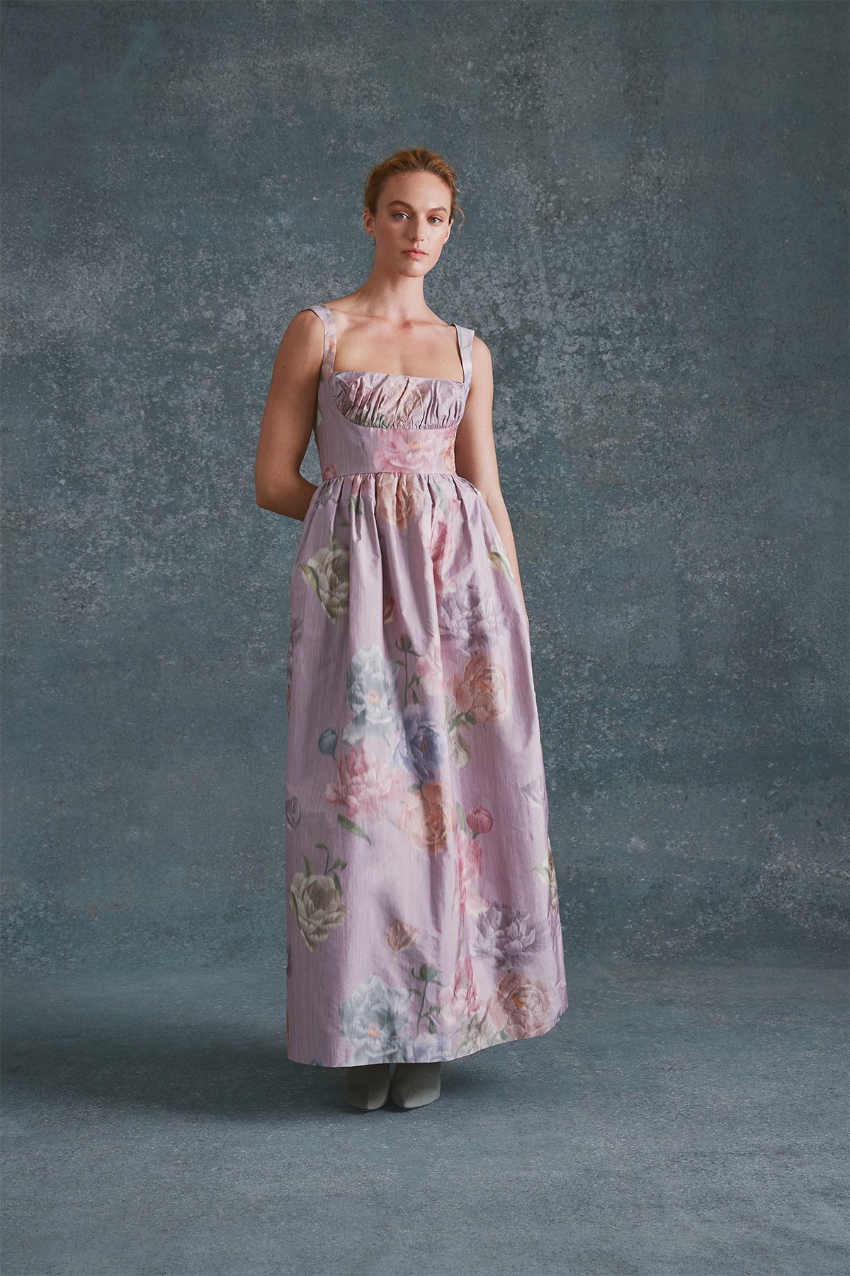 Coupe Dress in Lilac Floral Taffeta