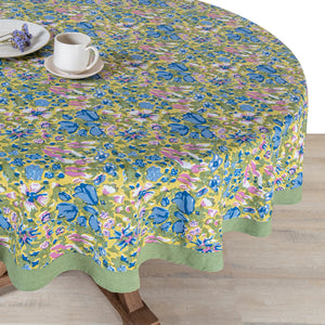 French Tablecloth Jardin Blue & Vert