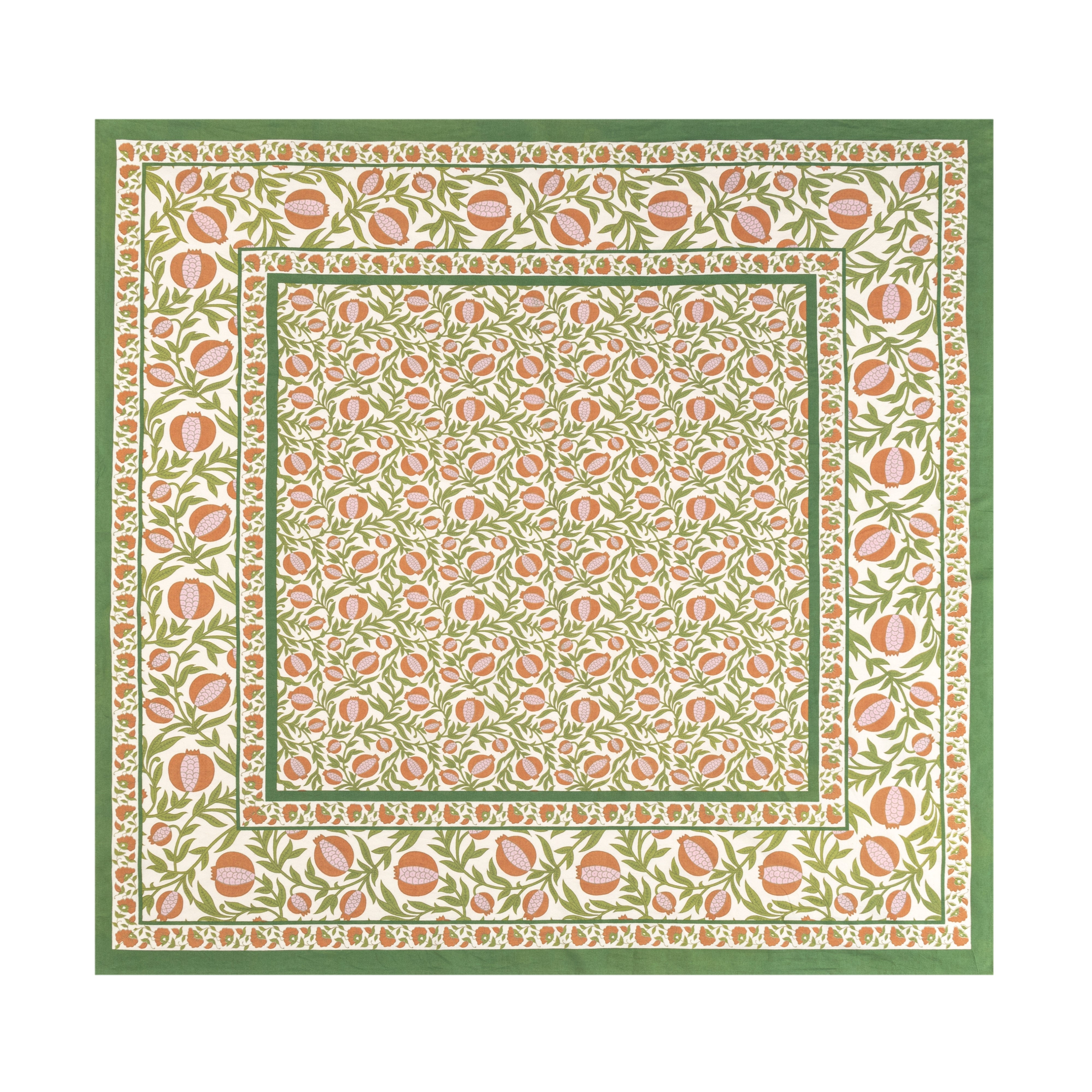 French Tablecloth Grenadine Orange & Green