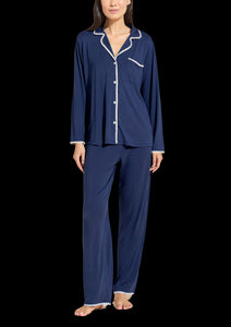 Frida TENCEL™ Modal Long PJ Set in Navy/Ivory