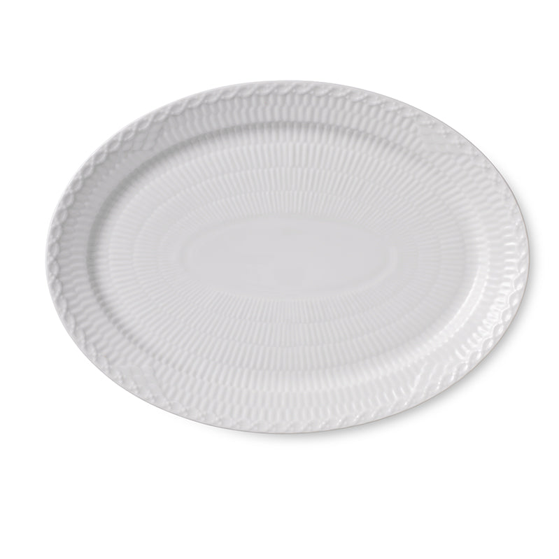 White Fluted Half Lace Plate Oval 28cm 11"