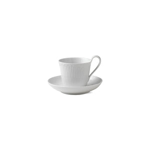 White Fluted Half Lace Cup & Saucer 25cl 8.45oz