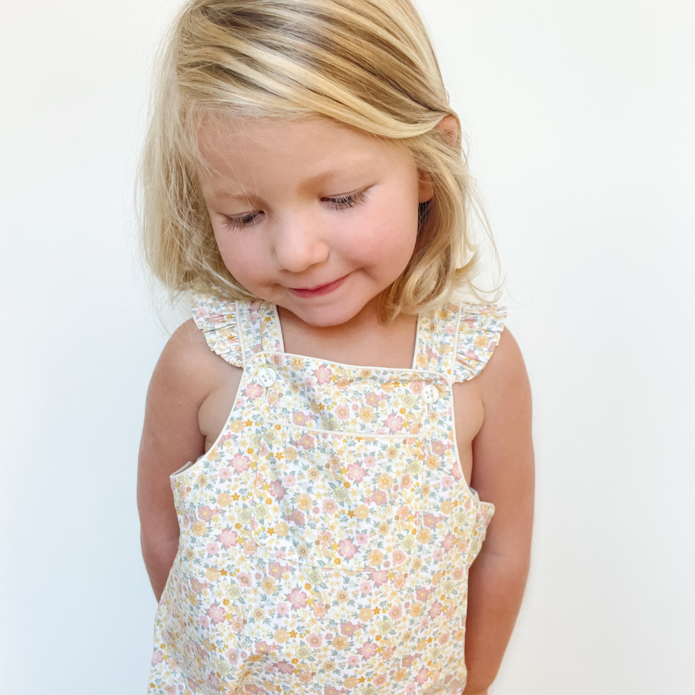 Baby Girls Marigold Floral Overalls