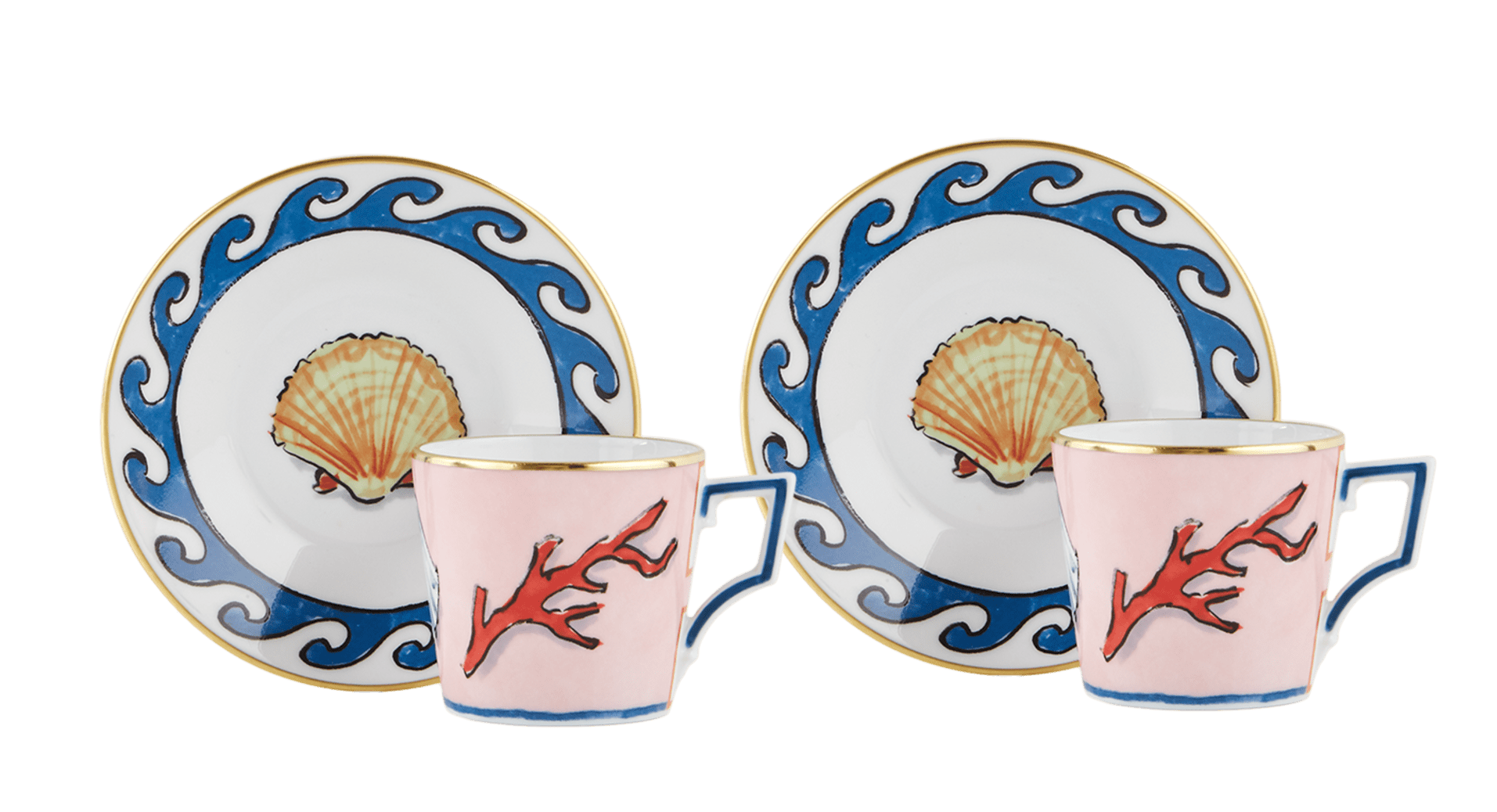 Il Viaggio Di Nettuno Coffee Cups and Saucers, Set of 2