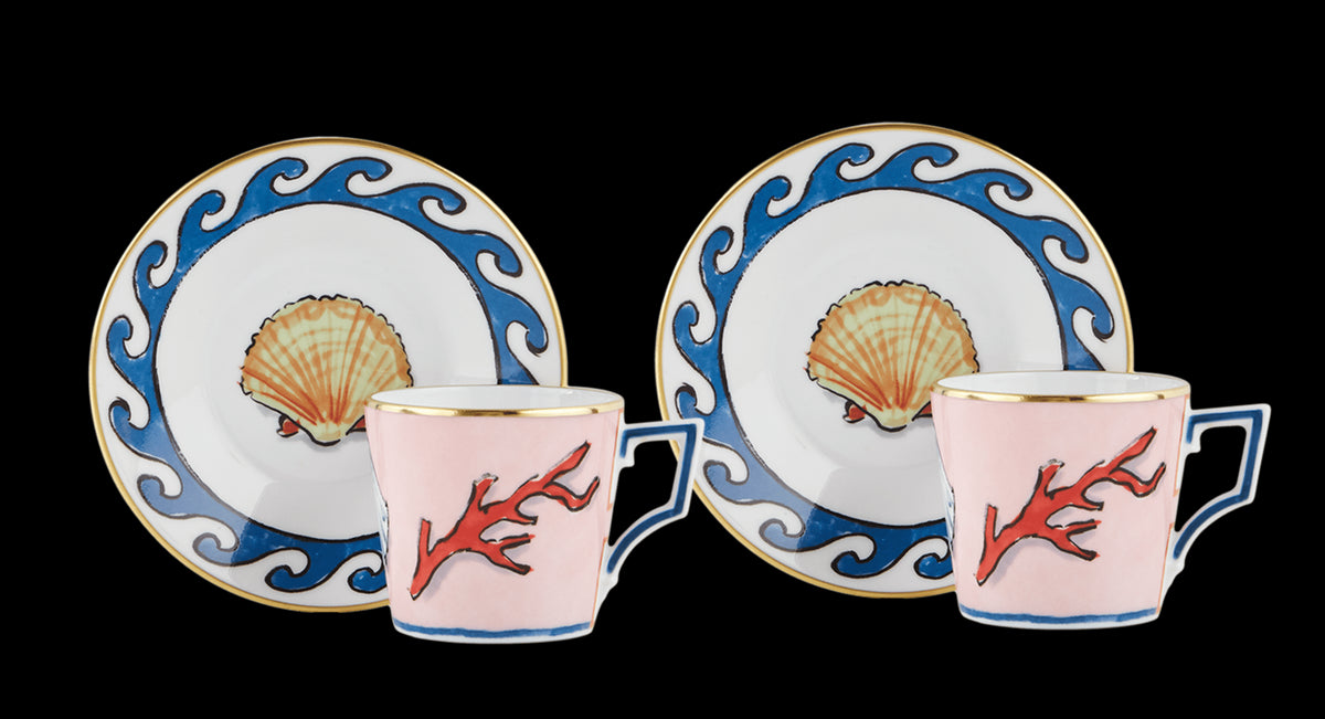 Il Viaggio Di Nettuno Coffee Cups and Saucers, Set of 2