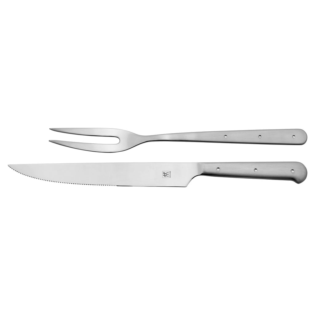 Porterhouse 2pc Stainless Steel Carving Knife Set with Fork in Red Presentation Box, Gift Set