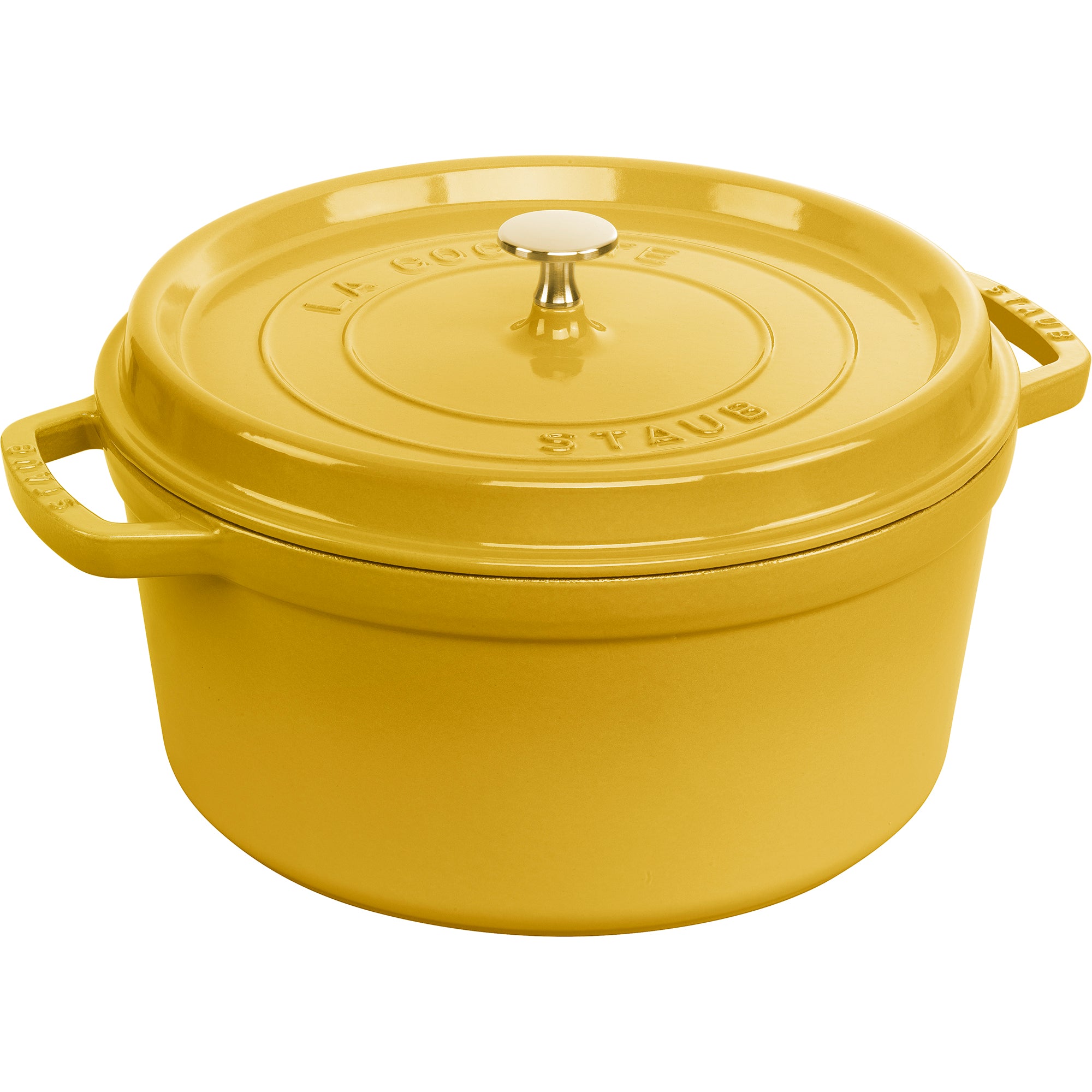 Cast Iron Round Cocotte, Dutch Oven, 7-quart, serves 7-8, Made in France, Citron