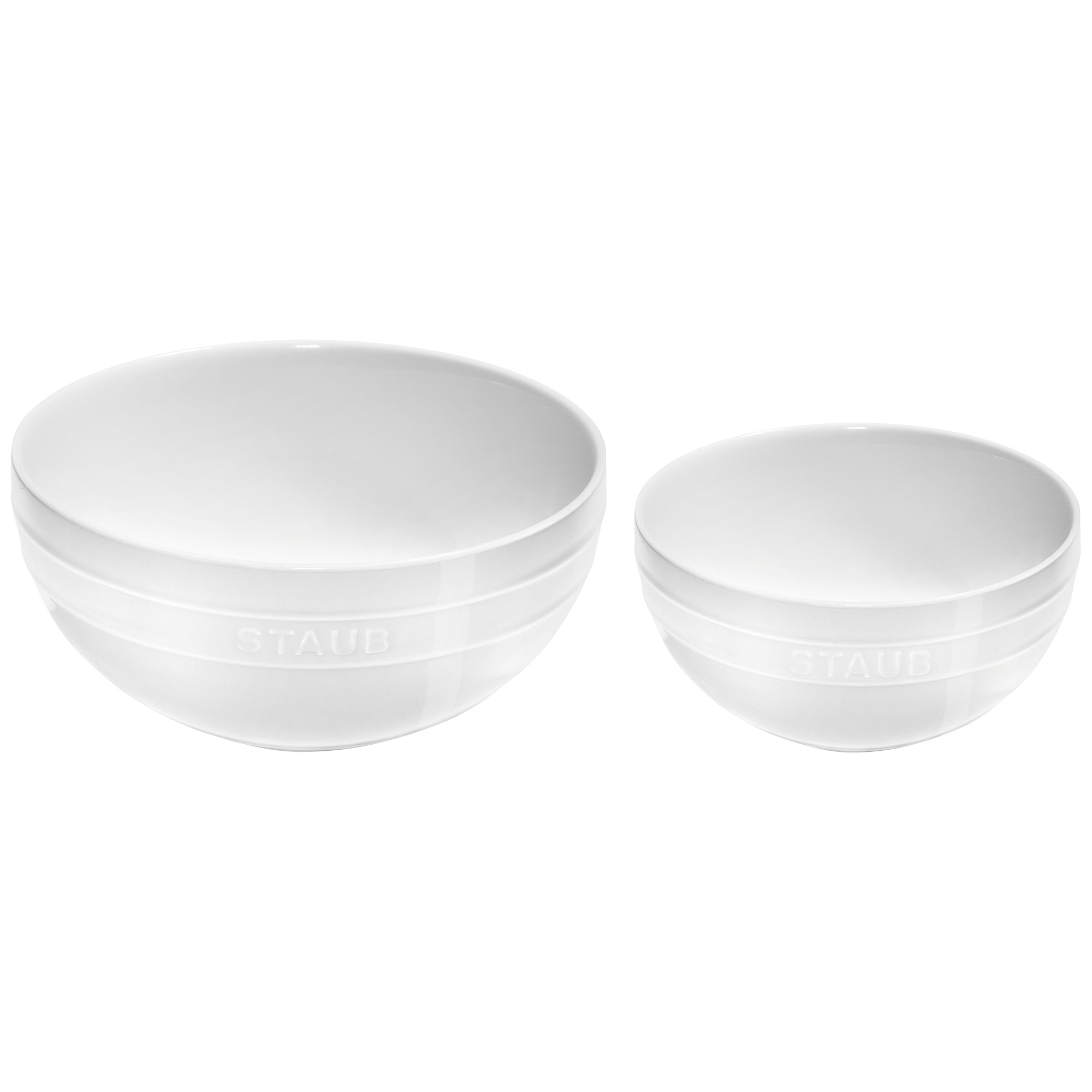 Ceramic 2-pc Nested Mixing Bowl Set in White