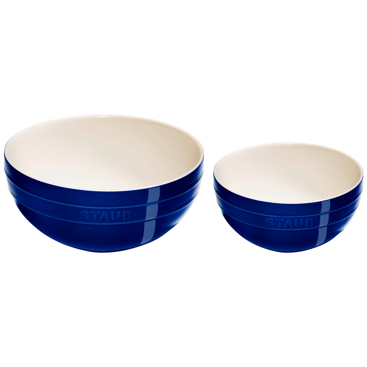 Ceramic 2-pc Nested Mixing Bowl Set in Dark Blue