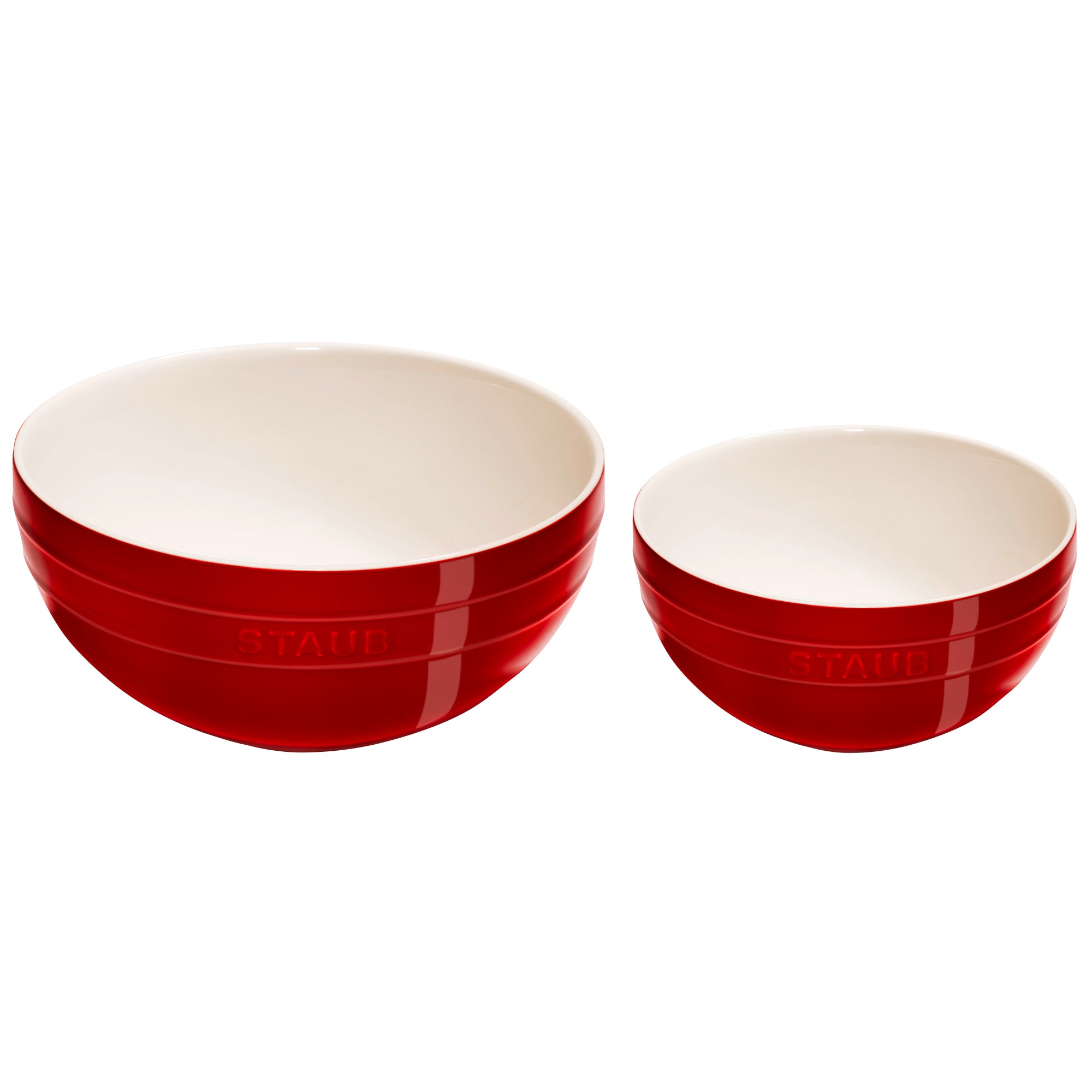 Ceramic 2-pc Nested Mixing Bowl Set in Cherry