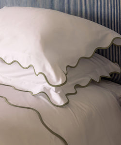 Rebecca Udall Scalloped Wavy Bed Linen, Green