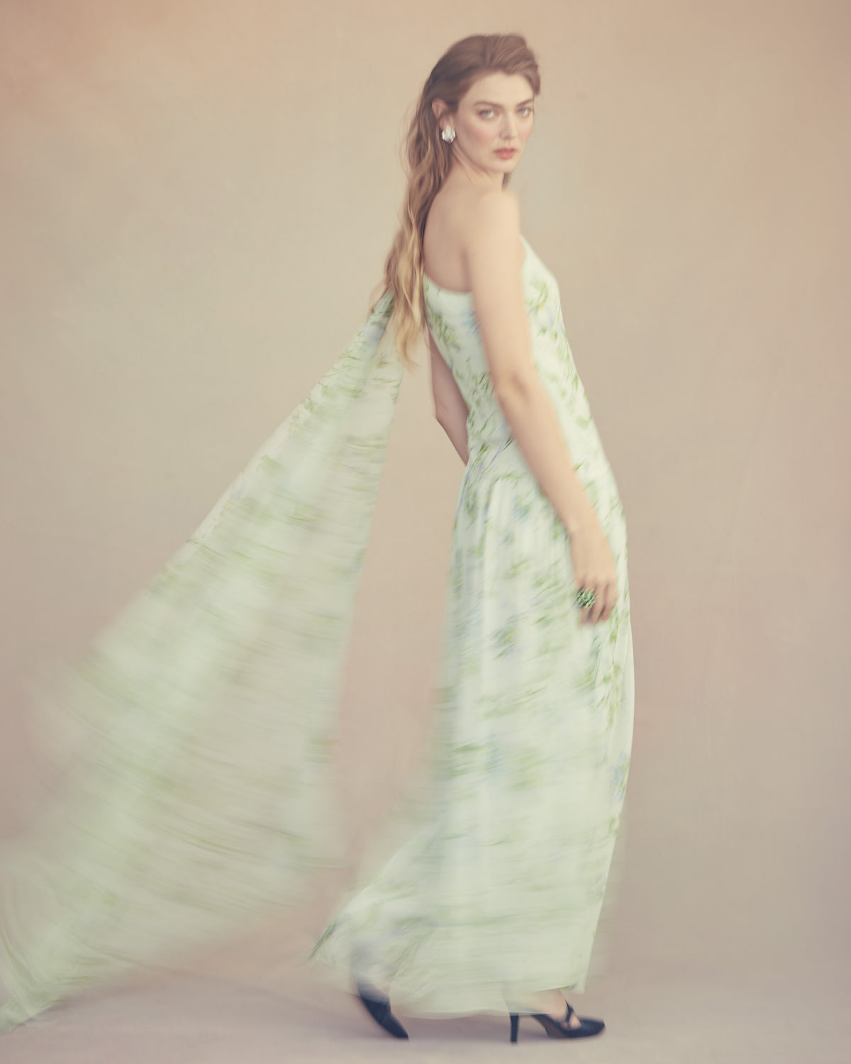 Remy Dress in Celadon Bloom Silk Chiffon