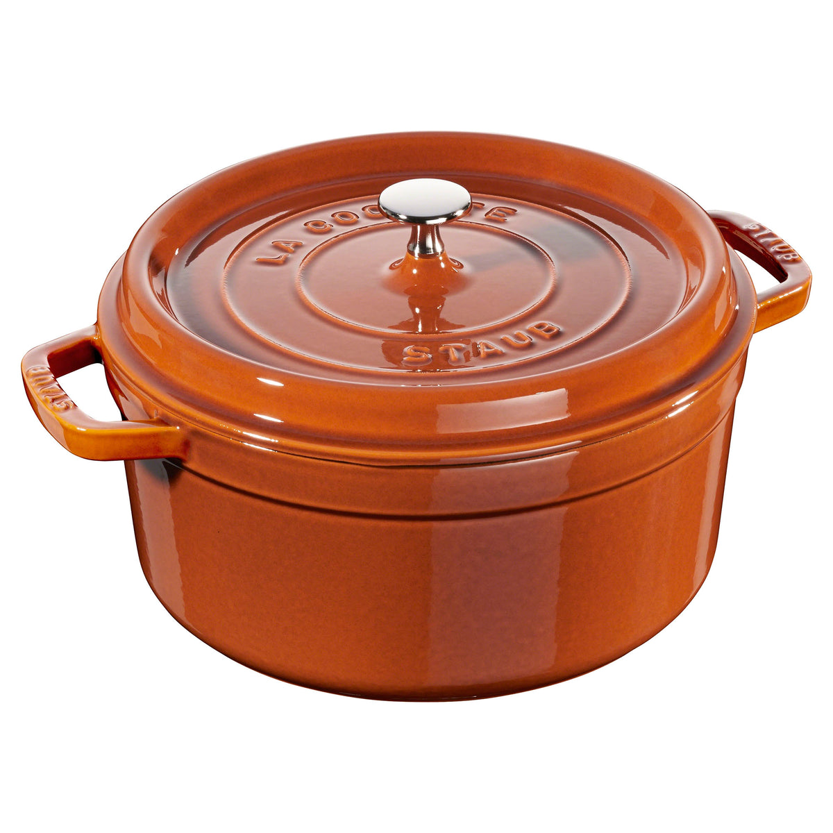 Cast Iron Round Cocotte, Dutch Oven, 5.5-quart, serves 5-6, Made in France, Burnt Orange