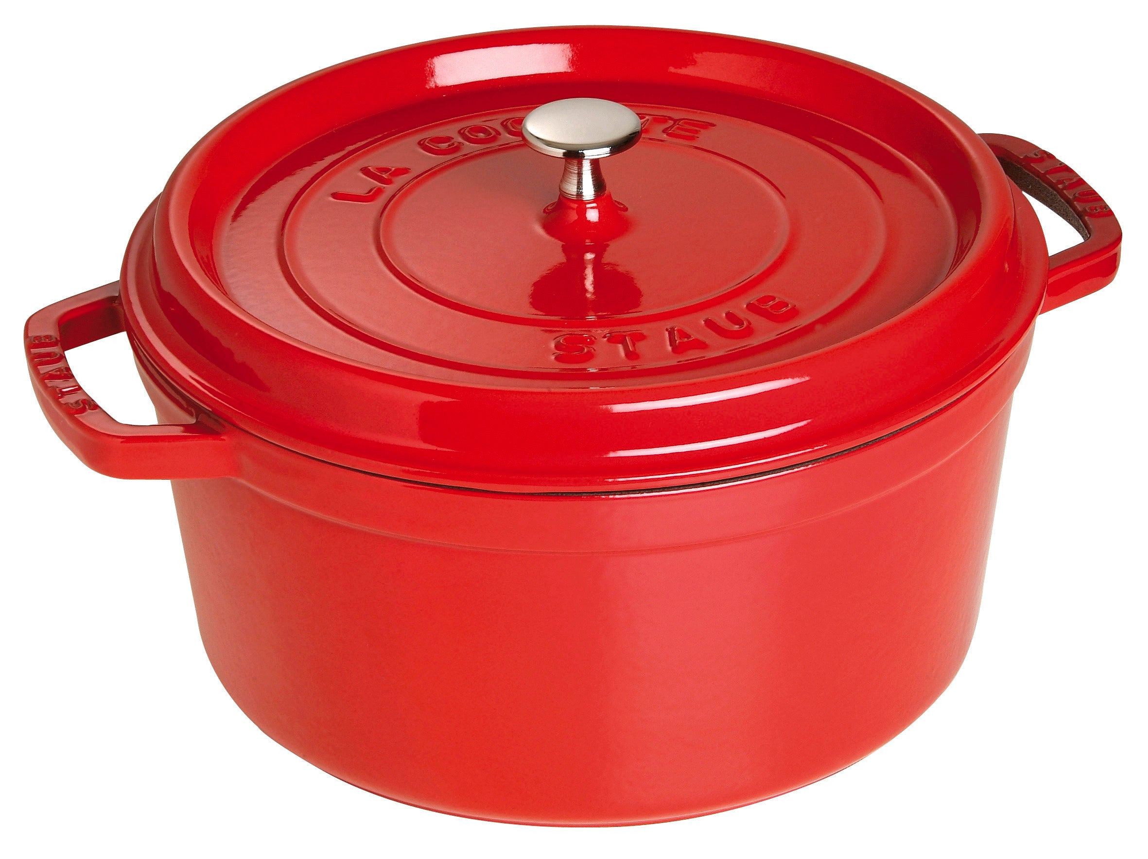 Cast Iron Round Cocotte, Dutch Oven, 7-quart, serves 7-8, Made in France, Cherry