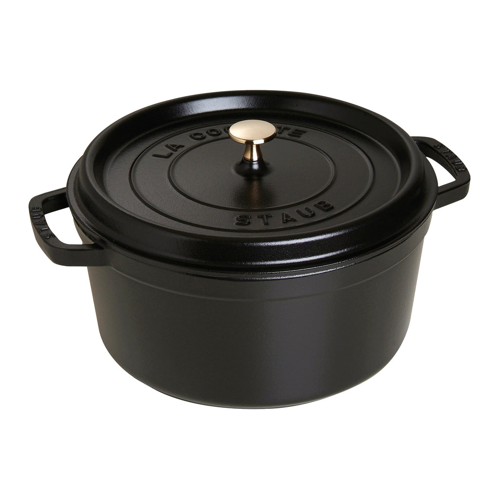 Cast Iron Round Cocotte, Dutch Oven, 7-quart, serves 7-8, Made in France, Matte Black