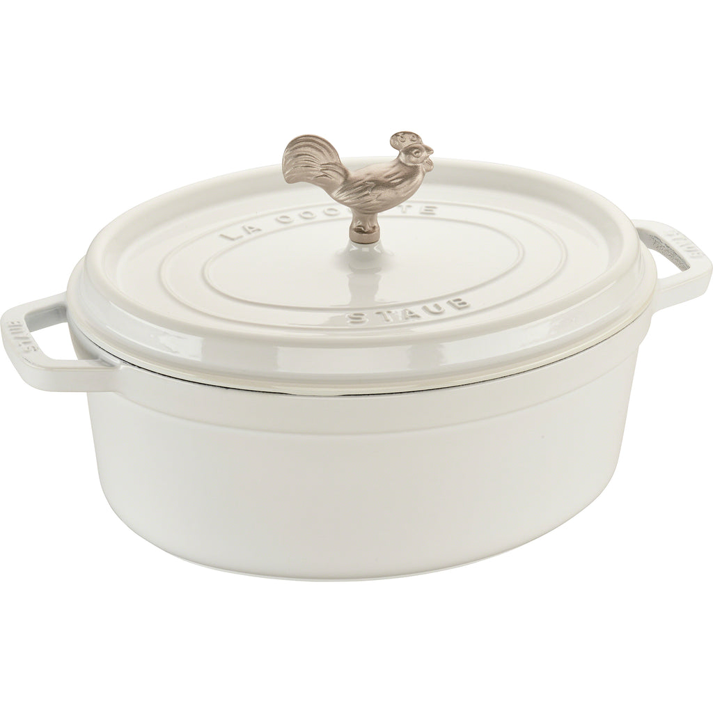 Cast Iron Coq au Vin Cocotte, Dutch Oven, 5.75-quart, serves 5-6, Made in France, White