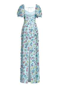 Isidore Blue Floral Sequin Gown